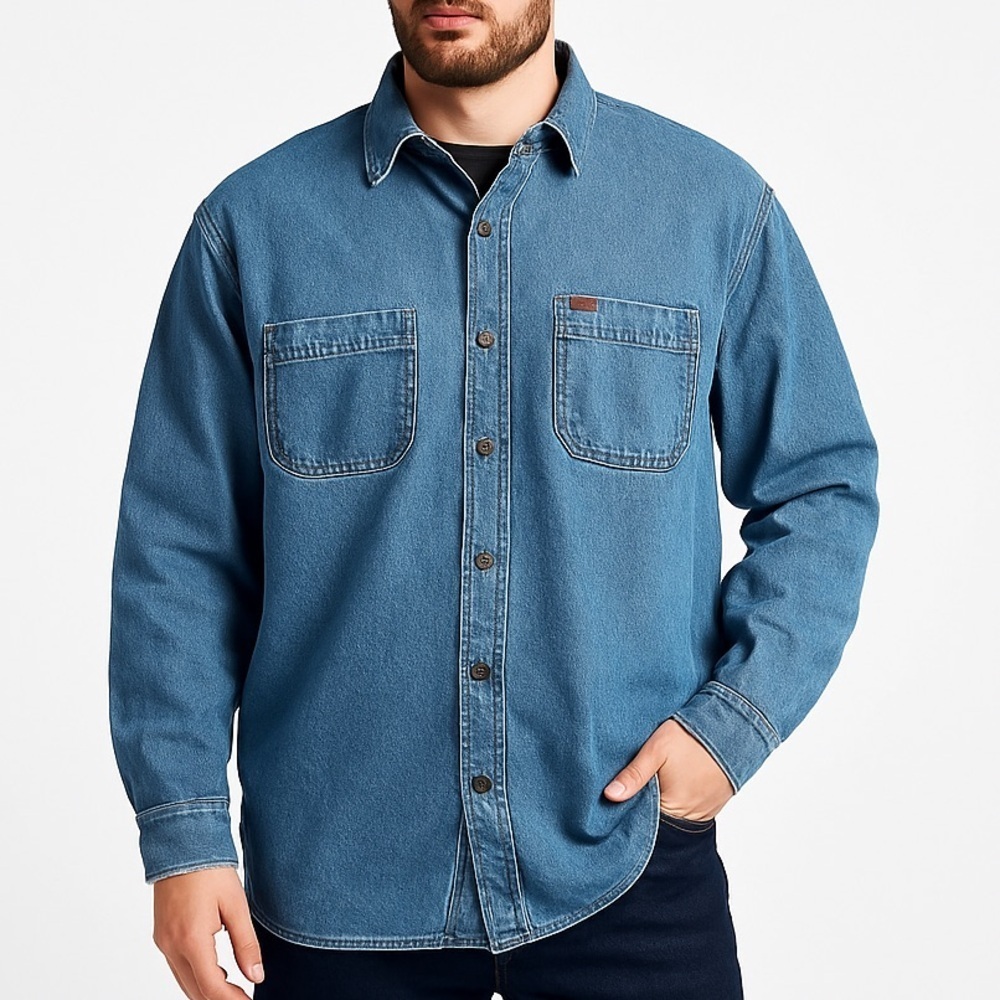 Wolverine fleece lined workwear denim shacket rugged warm layer XXL